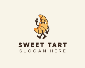 Retro Croissant Bread logo design