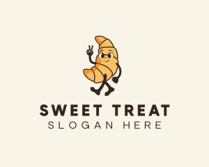 Retro Croissant Bread logo design