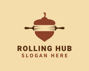 Brown Acorn Rolling Pin logo design