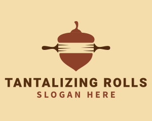 Brown Acorn Rolling Pin logo design