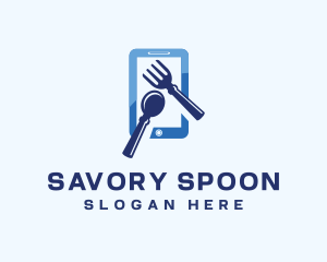 Spoon Fork Cutlery App logo design