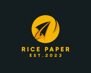 Flying Paper Plane Origami logo design