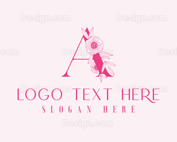 Pink Floral Letter A Logo