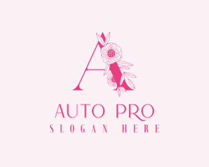 Pink Floral Letter A Logo