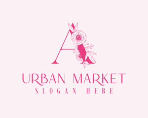 Pink Floral Letter A Logo