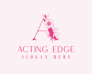 Pink Floral Letter A logo design