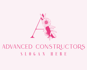 Pink Floral Letter A logo design