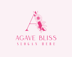 Pink Floral Letter A logo design