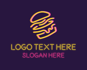 Neon Cheeseburger Bun Logo