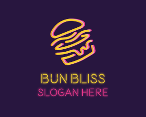 Neon Cheeseburger Bun logo design