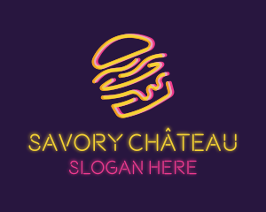 Neon Cheeseburger Bun logo design