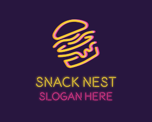 Neon Cheeseburger Bun logo design