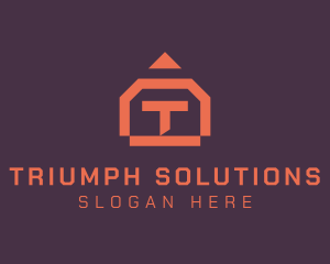 Orange House Letter T logo design