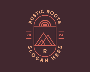 Rustic Mountain Sun Nature logo design