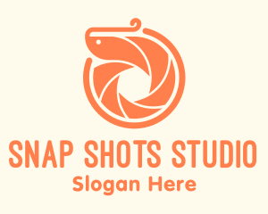 Orange Shrimp Camera Shutter Logo