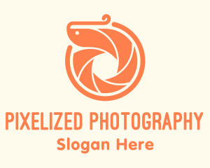 Orange Shrimp Camera Shutter logo design