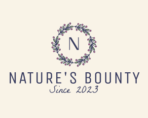 Natural Berry Wreath Garland logo design