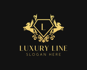 Luxury Winged Horse logo design