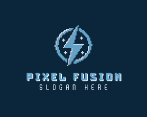 Lightning Bolt Pixel logo design