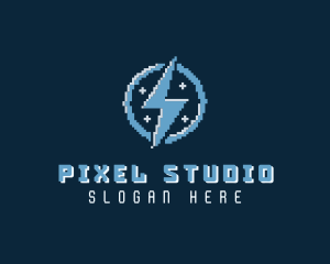 Lightning Bolt Pixel logo design