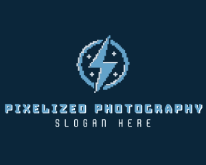 Lightning Bolt Pixel logo design