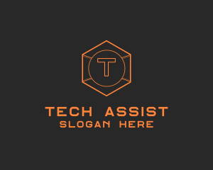 Tech Geometric Hexagon  logo design