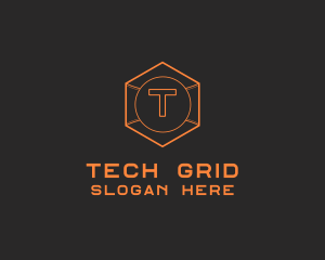 Tech Geometric Hexagon  logo design