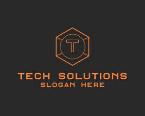 Tech Geometric Hexagon  logo design