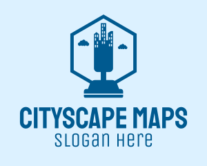 Blue Vacuum Cityscape  logo design