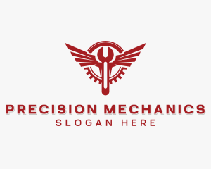 Wings Wrench Mechanic logo design