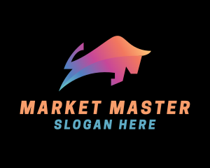 Gradient Bull Animal logo design