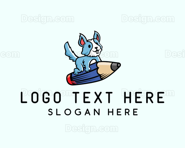 Pencil Dog Cartoon Logo