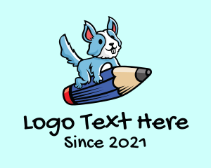Pencil Dog Cartoon logo