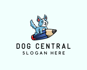 Pencil Dog Cartoon logo design