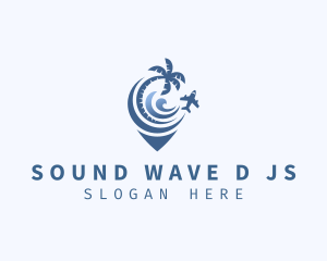 Plane Beach Wave Travel logo design