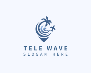 Plane Beach Wave Travel logo design