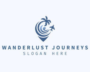 Plane Beach Wave Travel logo design