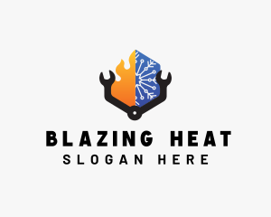 Heating Cooling Wrench HVAC  logo design