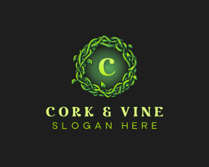 Vine Wreath Leaves logo design