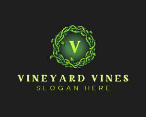 Vine Wreath Leaves logo design