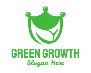 Green Crown Shield Leaf logo design