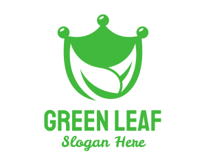 Green Crown Shield Leaf logo design