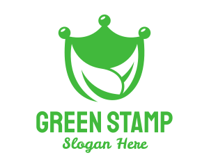 Green Crown Shield Leaf logo design