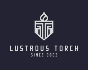 Pillar Torch Shield logo design