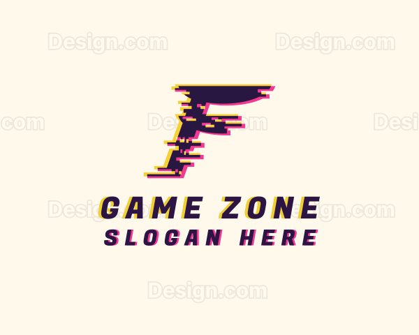 Pixel Glitch Letter F Logo