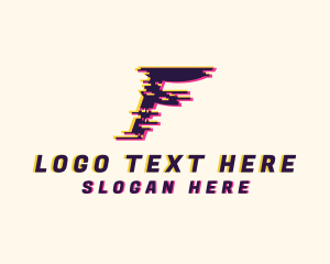 Pixel Glitch Letter F logo