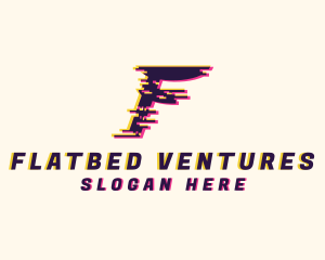 Pixel Glitch Letter F logo design