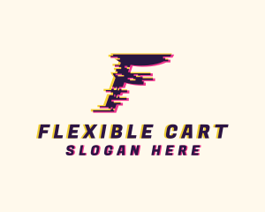 Pixel Glitch Letter F logo design