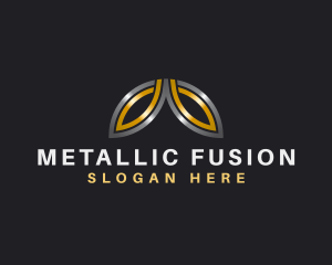 Silver Gold Metallic Leaf logo design