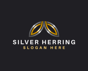 Silver Gold Metallic Leaf logo design